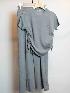 Lyka Rib Knit Set Crop Top dan Premium Rib Knit Pants Baju Atasan dan Celana Wanita Murah Berkualitas Korean Loose Pants