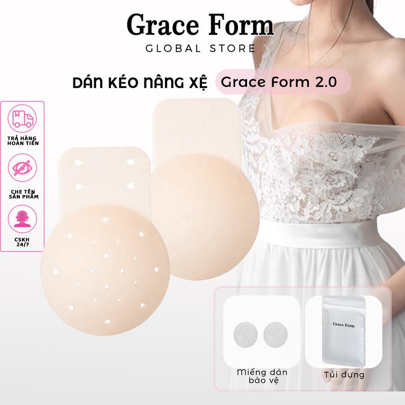 Grace Form Mua 1 Tặng 1-Miếng Dán Nâng Quả Silicon Cao Cấp Miếng Dán Ngực Chống Chảy Sệ Bra Cao Su Không lộ