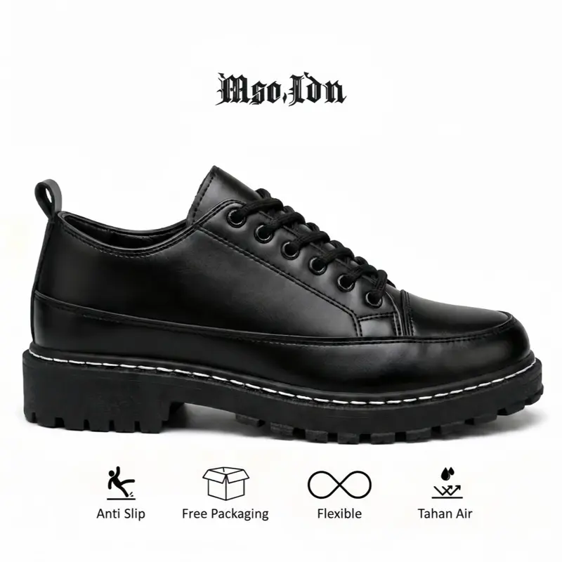 Sepatu Docmart Pria Kerja Pantofel Kulit Karet Sintetis Baru Box Shoes