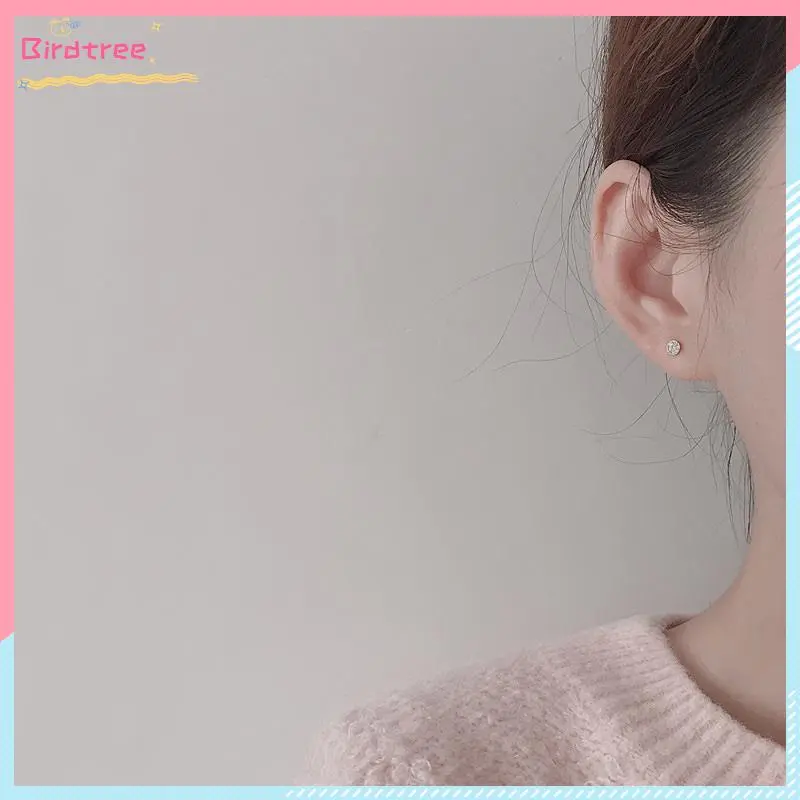[Readystock❤️COD]Korea Anting Stud Tusuk anting Titanium Steel Emas Desain Hias Kristal Berlian Gaya Simple untuk wanita 3