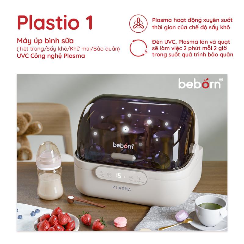 Máy úp bình sữa Beborn tiệt trùng sấy khô khử mùi bảo quản UVC công nghệ PLASMA Plastio 1 2 - SB02