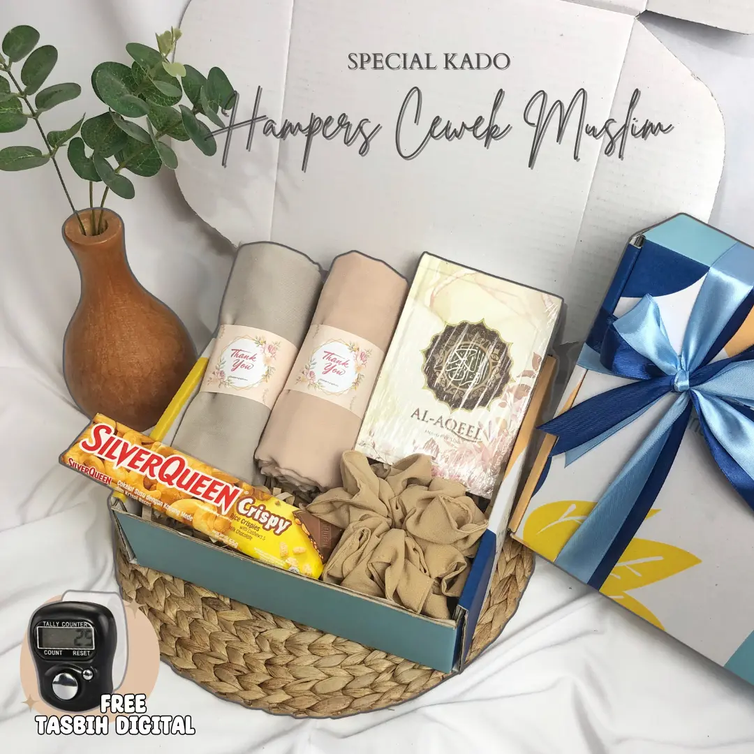Hampers kado ulang tahun cewek jilbab segi empat warna campur free kartu ucapan birthday