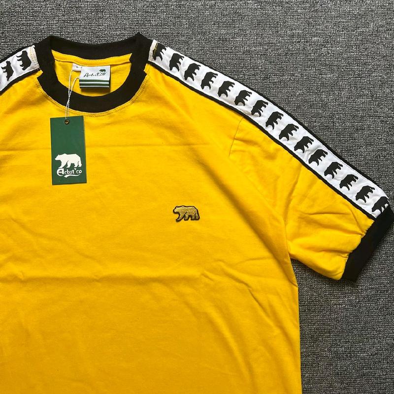 KAOS Pria Casual Taped Ringer Kuning Bordir dengan Logo Dada Bordir Komputer - Bahan Katun Combad 24s 1