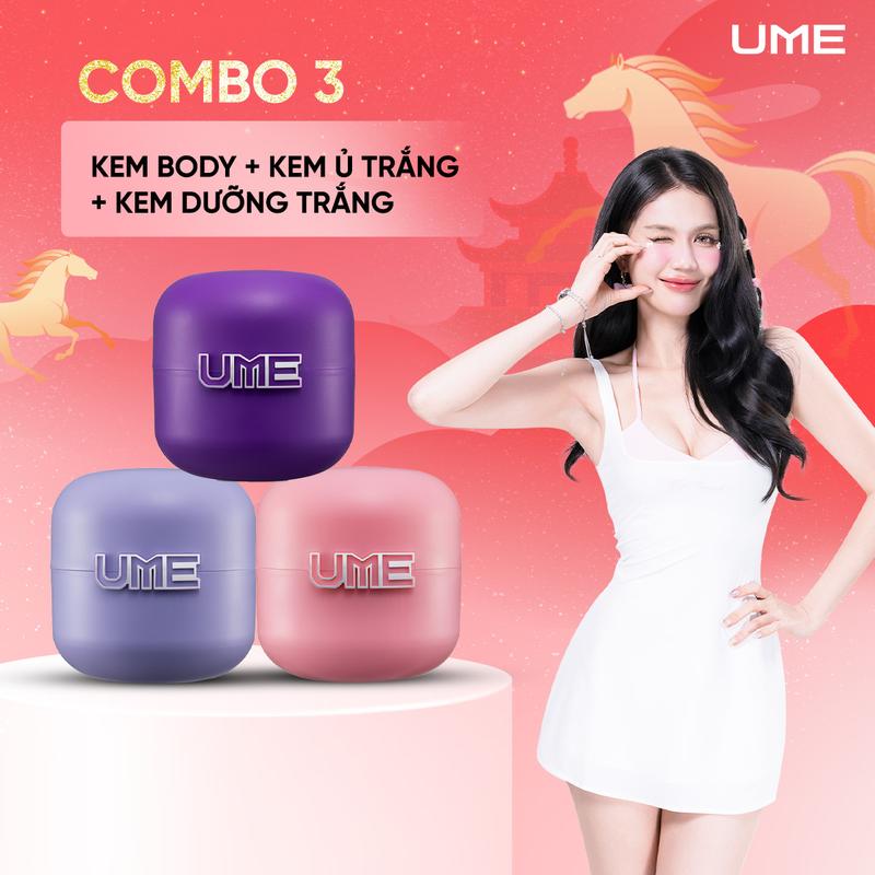  DEAL LIVE  Bộ 3 Dưỡng Trắng Da Body UME - Kem Ủ Trắng & Tẩy Tế Bào Chết Lotion Dưỡng Ẩm Kem Dưỡng Trắng 200gx3 - Women Nữ Dưỡng Da Body Làm Đẹp Da Dưỡng Body 