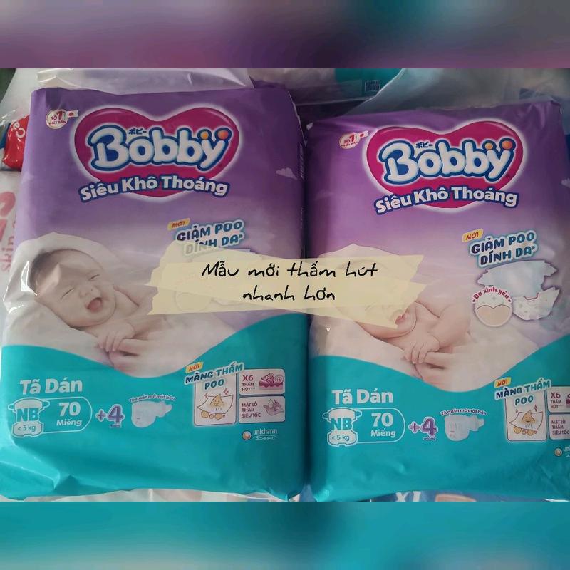  Bobby tã dán sơ sinh NB 70+4   S80  M76  L68 miếng bobby Trẻ sơ sinh Cho Bé Em bé bỉm  có tả  cho đùi ếch 