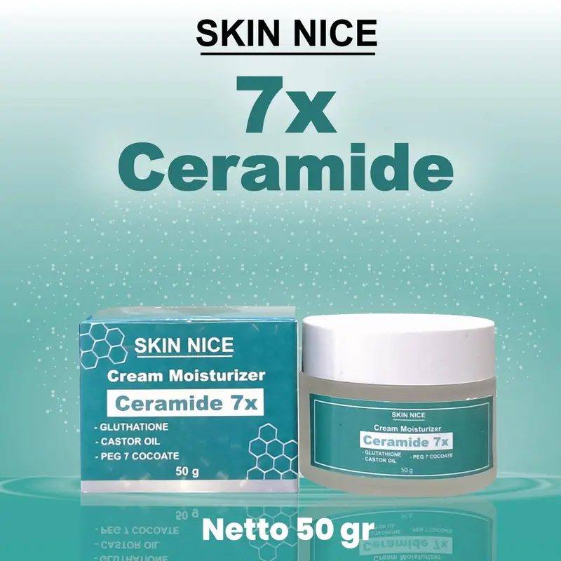 PAKET BUNDLING 2 PCS SKIN NICE 7x Ceramide Moisturizer Gel -50g/30g Moisturizer Krim untuk membantu mencerahkan Kulit Kering & Sensitif , Anti Aging Pelembab wajah Melembutkan 2