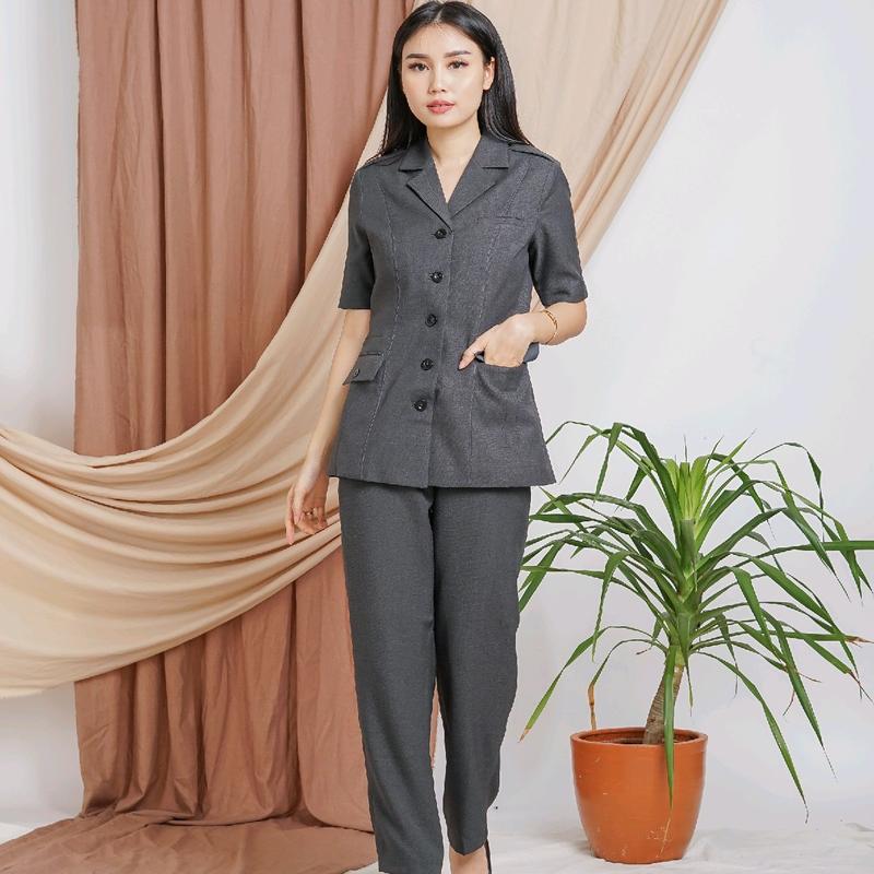 Seragam Blazer Wanita Asn Model 6605 Warna Abu Tua Stelan Celana 0