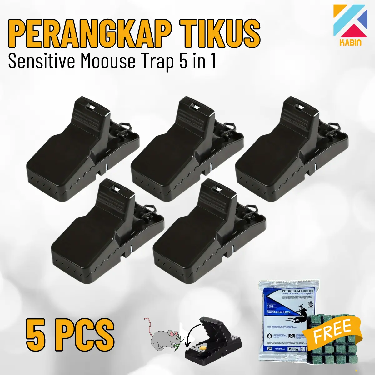 5 Pcs Perangkap Tikus Sensitive Mouse Trap Jebakan Penjepit Tikus Pembasmi Hama Bahan Plastik ABS Gratis Petrokum