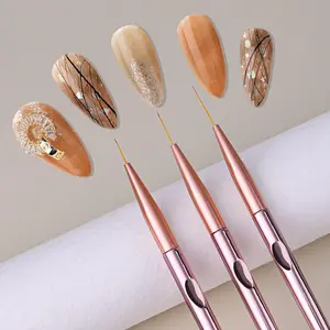 Kuas Kuku Nail Art 3pcs Liner Brush Kuas Liner Nail Mermaid Aurora Kuas Liner Putih Rosegold Gold Glitter untuk Desain Kuku Elegan dengan Detail Glitter Halus
