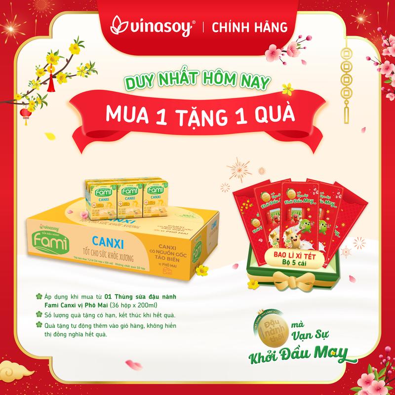  Thùng sữa đậu nành Fami Canxi Phô Mai  36 hộp x 200ml  