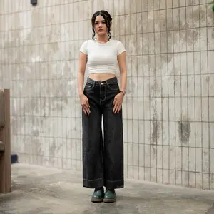 Celana Jeans Highwaist Wanita Korean style Baggy Jeans kulot Wide Leg Jeans Panjang Wanita Denim