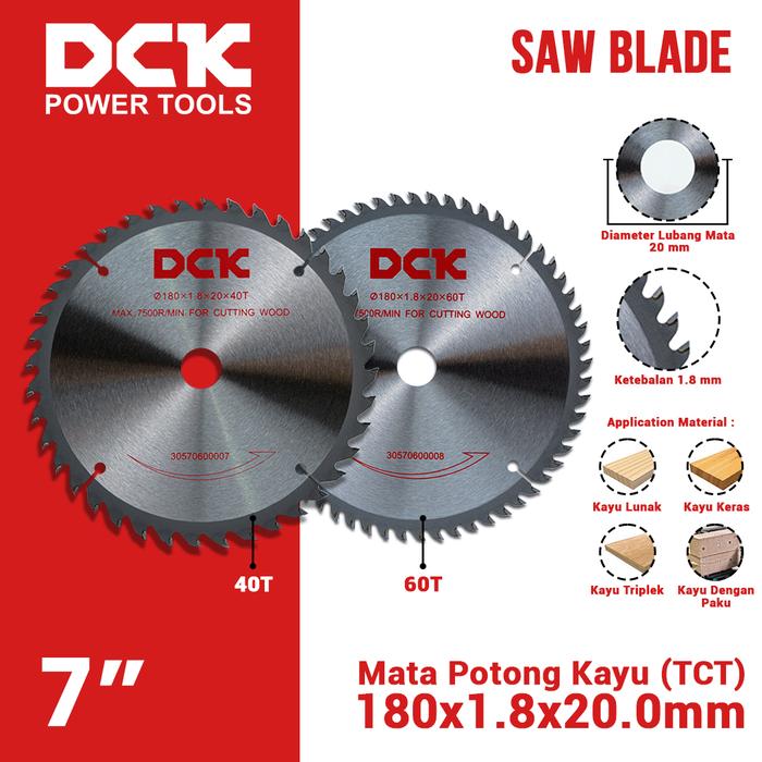 Gambar DCK Saw Blade (TCT) 7 Inci / Mata Potong Kayu 180 mm dari DCK Power Tools Indonesia Kota Administrasi Jakarta Barat Tokopedia