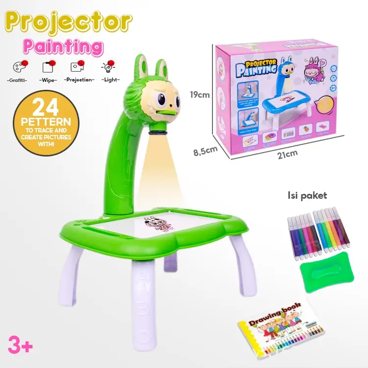 SEJAHTERA SELALU - Mainan Meja Proyektor Karakter Papan Gambar Musik Mainan Edukasi Anak 4