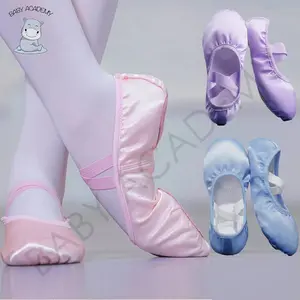 Sepatu Ballet Ballerina Satin Flat Shoes Split Soles Anak Perempuan Wanita Dewasa Premium Pink Blue Lavender
