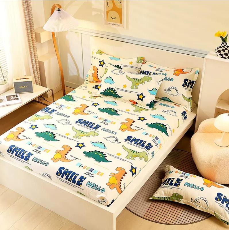 Product Introduction of 100% Cotton Bed Fitted Sheets With Elastic +2pc Pillowcases Adult Kids Girls Princess Twin Full King Queen Mattress Cover B84 5