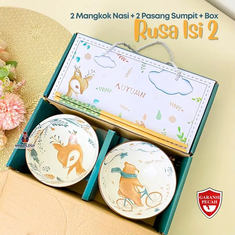 Kado Nikahan Bermanfaat Hampers Mangkok Keramik isi 2 RUSA Estetik Murah Kado Pernikahan Pengantin Wedding Bestie Mangkuk Nasi 2