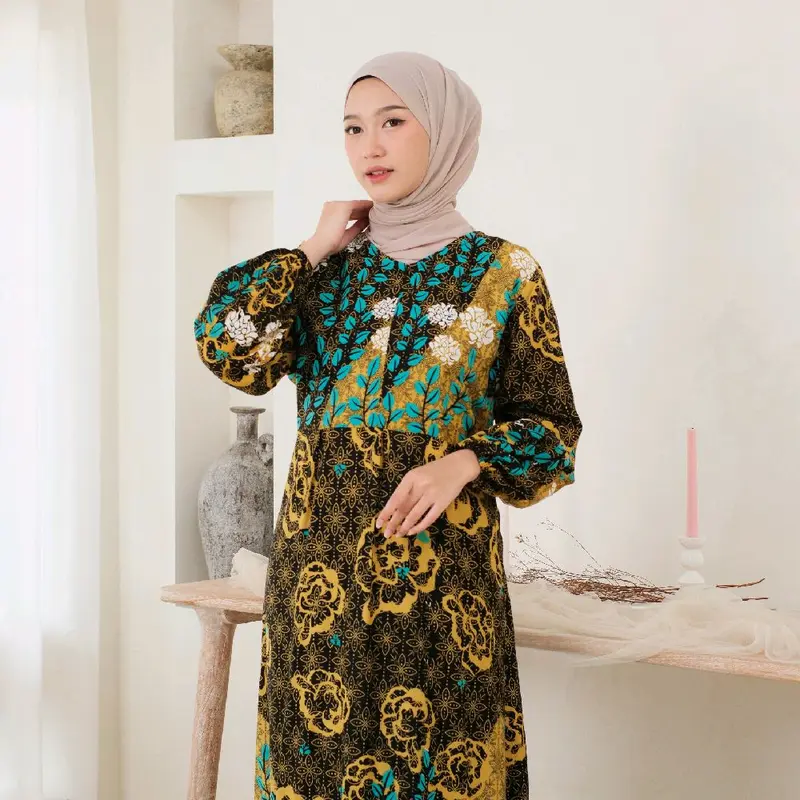 Gamis Lebaran Mewah Semi Jumbo Kekinian - Dress Wanita Busui Friendly - Gamis Ootd Wanita 8