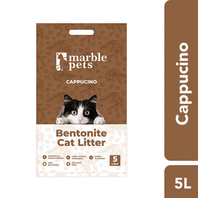 MARBLE PETS Bentonite 5L Cat Litter Pasir Kucing  Gumpal, Harum Wangi,Dari Bahan Alami, Anti Bakteri,dan Aman untuk Kitten dan Kucing Dewasa 0