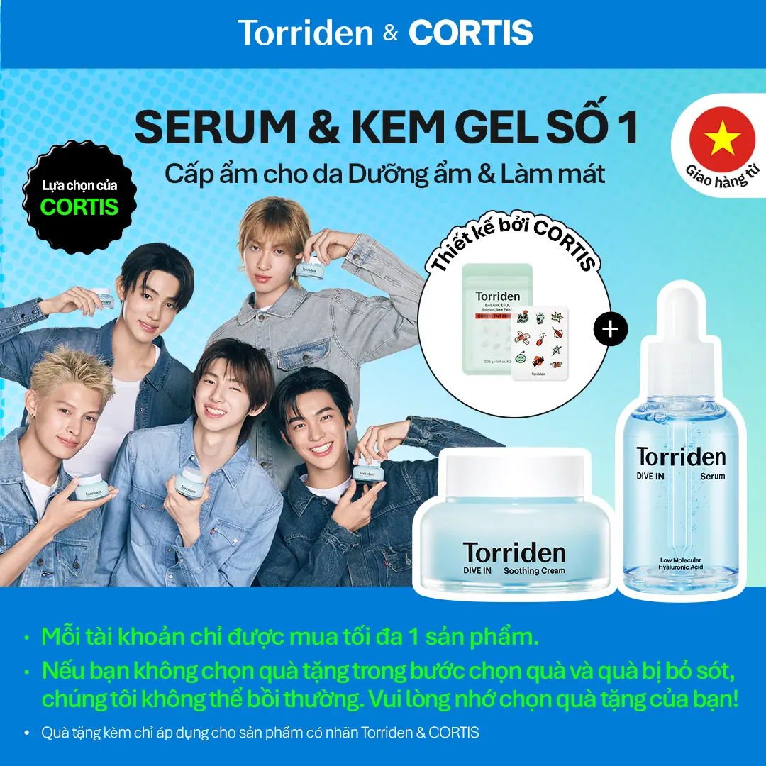 Set Best Seller Serum HA Kem gel dưỡng HA Torriden 5D Hyaluronic Acid phân tử nhỏ cấp ẩm làm mát dịu da DIVE IN Serum 50ml DIVE IN Soothing Cream 100ml [*]