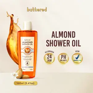 BUTTERED ALMOND SHOWER OIL 60% COLD PRESSED SWEET ALMOND OIL | 160ML | BPOM