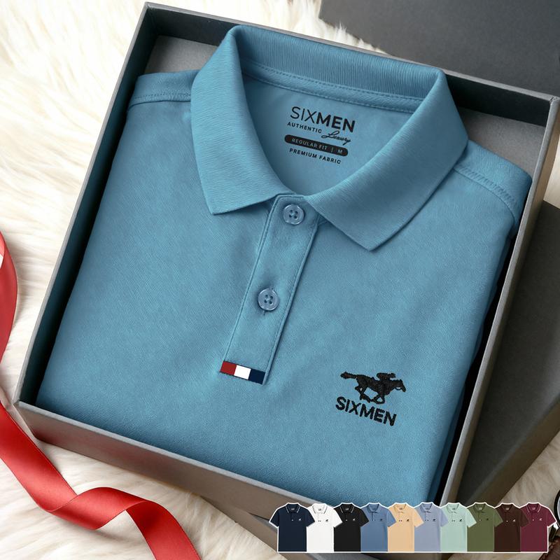  Áo Polo nam cao cấp Có Cổ bẻ  Tặng Hộp Gói Quà Xịn  10 màu Polo Italy Horse SIXMEN vải cá sấu cotton CVC Thoáng mát Menswear Ngắn Tay 