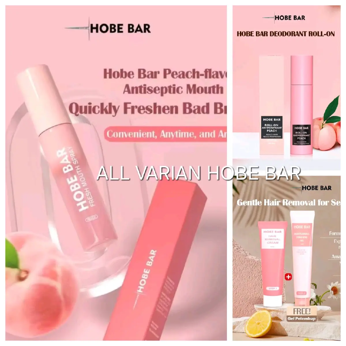 [FREE GIFT ALL VARIAN] HOBE BAR MOUNT SPRAY PEWANGI MULUT & ROOL ON DEODORANT & HAIR REMOVAL CREAM BPOM ORIGINAL