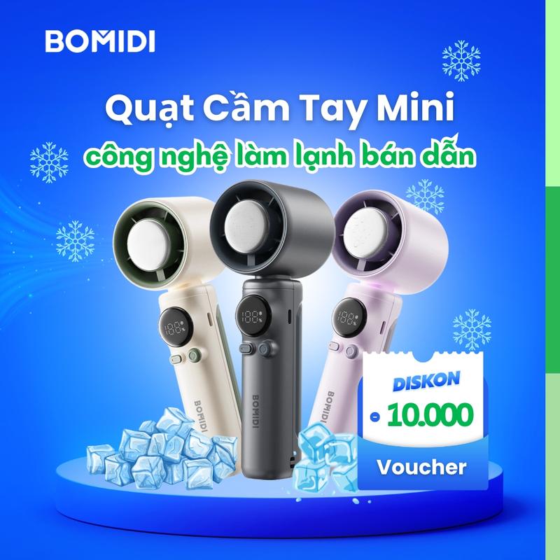 Quạt Cầm Tay Mini Bomidi MF01 - Quạt phản lực cầm tay Có Thể Điều Chỉnh 100 Tốc Độ Có Màn Hình Kỹ Thuật Số LED Đi kèm với phụ kiện