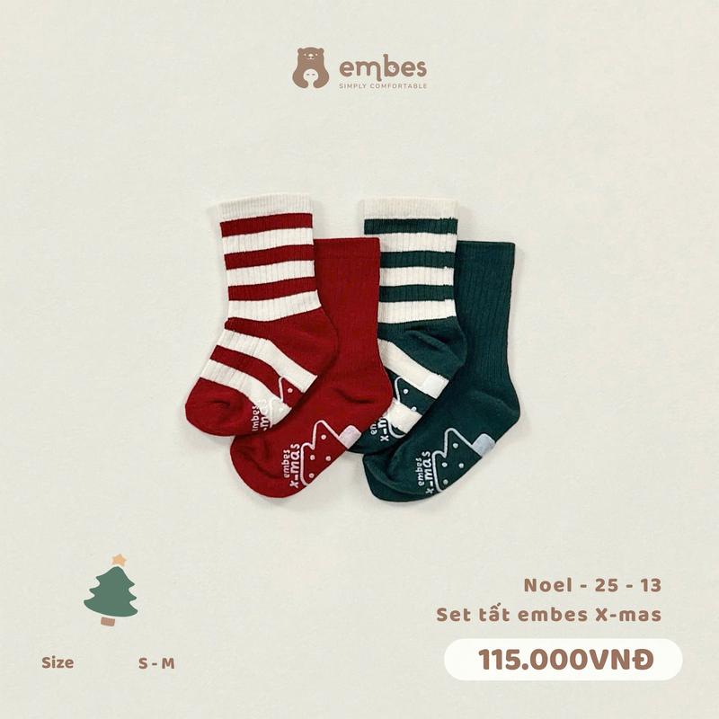 Set tất Embes x-mas cho bé Embes Việt Nam từ 9 tháng - 4 tuổi - Noel-25-13