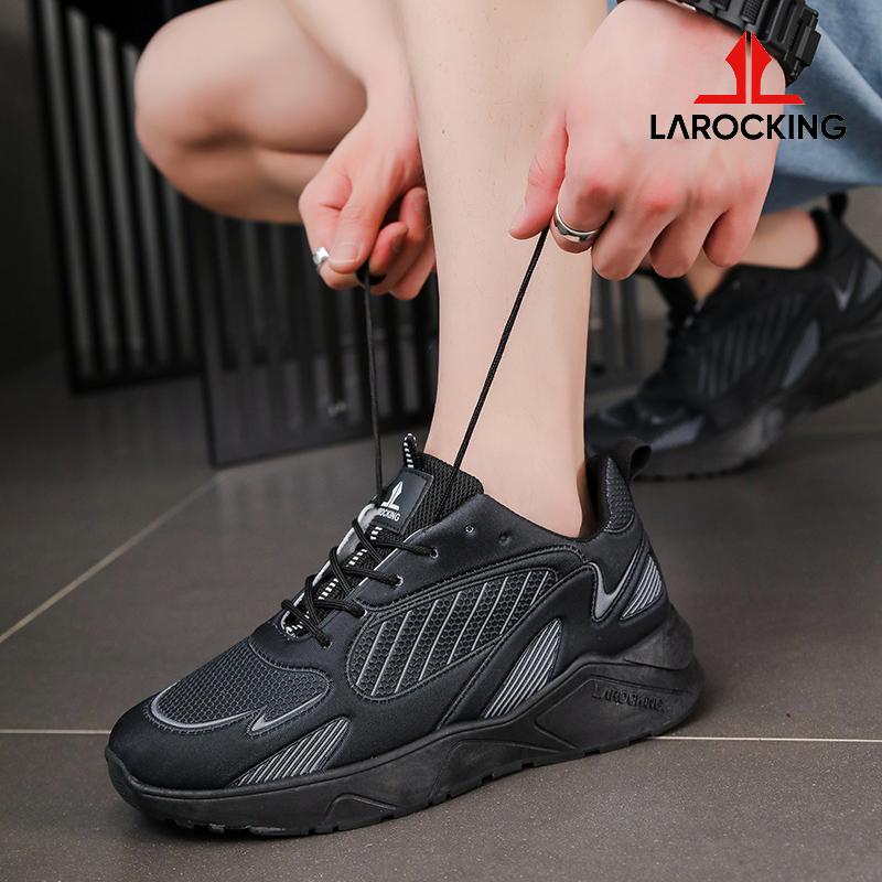 Promo Larocking - Vetro Hitam Polos | Sepatu Sneakers Running Gym Shoes 3
