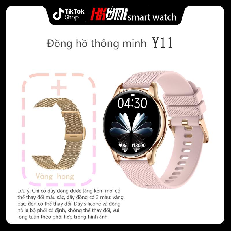  【2896 Đồng Hồ Thông Minh Y11  Màn Hình 1.32AMOLED Được Làm Bằng Chất Liệu Hợp Kim Kẽm Theo Dõi Thể Dục Huyết Tương Thực Thích Hợp Cho Thể Thao Không Thấm Nước Tương Thích Với Đồng Hồ Thông Minh Bluetooth  smart watch smartwatch 