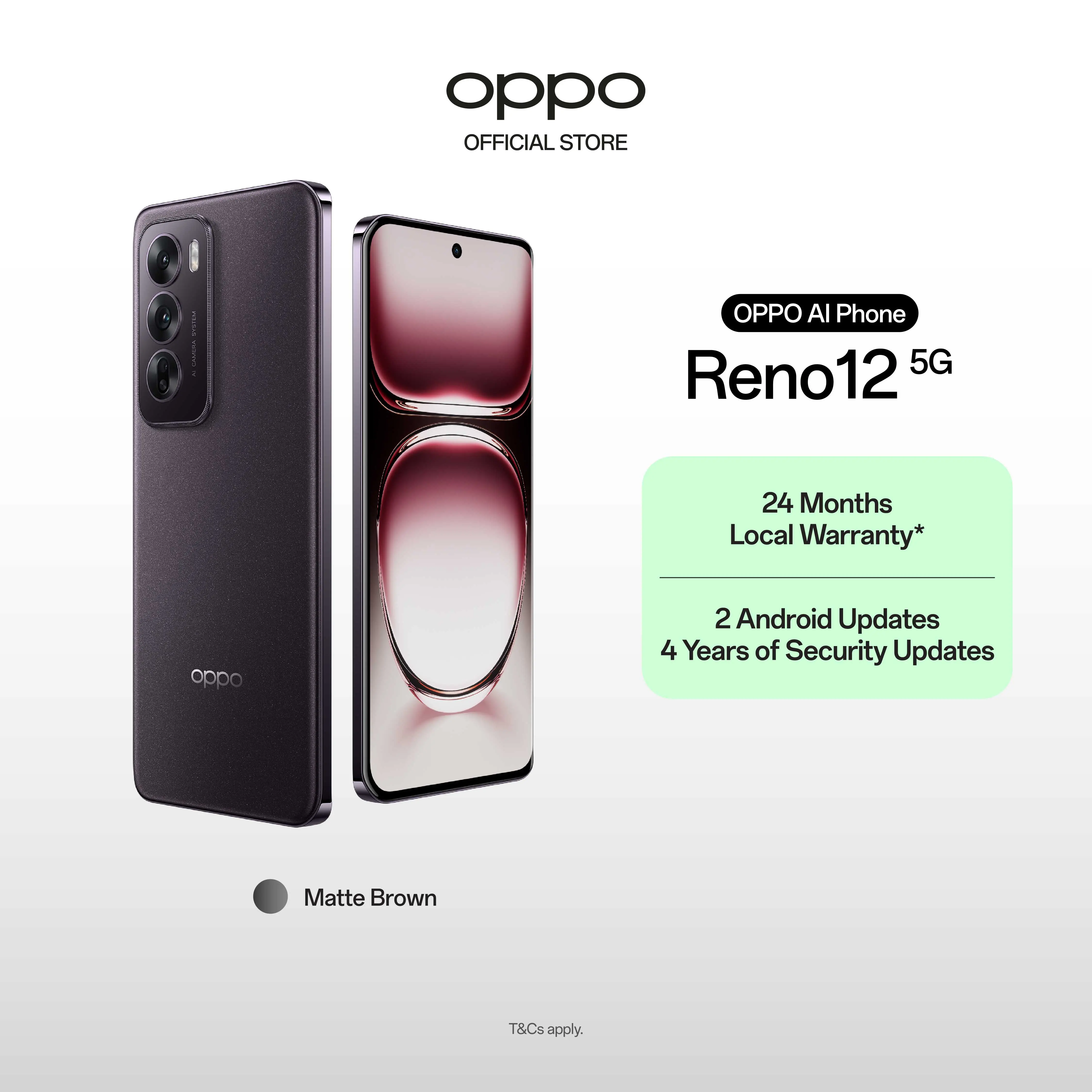 OPPO Reno12 5G 24(12+12GB) + 256GB / AI Eraser 2.0 / AI LinkBoost / 120Hz 3D Curved Screen / 80W SUPERVOOC / 2 Years Local Warranty