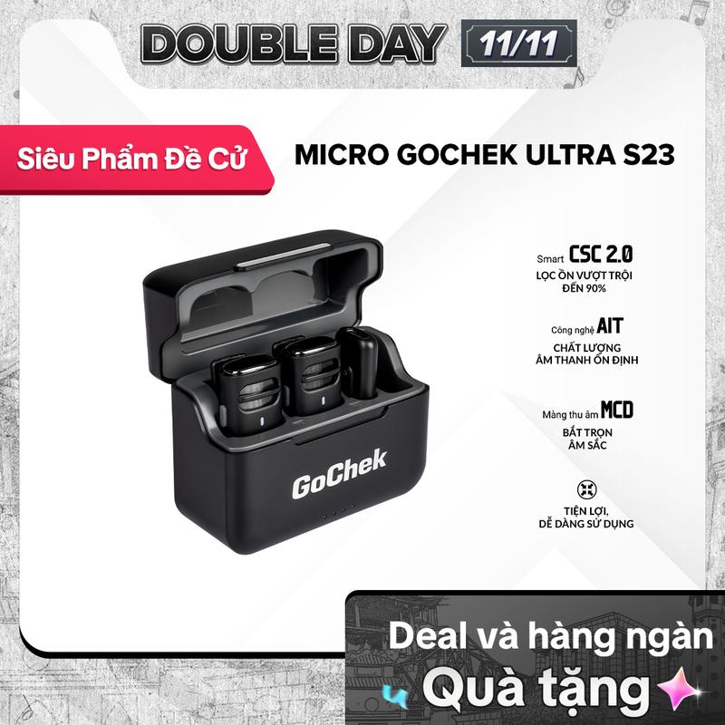 Micro thu âm không dây GoChek S23 CÓ DOCK SẠC | Khử tiếng ồn phù hợp live quay video ghi âm cho điện thoại máy tính GC-C D GoChek S23