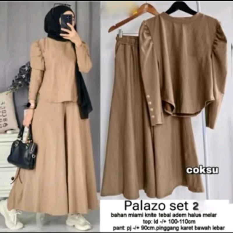 PALAZO SET 2 RIB KNIT CELANA KULOT TANGAN BALON INARA LD 110 / PALAZO SET POLOS / ONE SET OOTD WANITA KEKINIAN / BAJU SETELAN FASHION MUSLIM / ONE SET WANITA JUMBO DEWASA / SETELAN WANITA MUSLIM KEKINIAN / SET AISYA / SET PALAZO / SET LISA 2