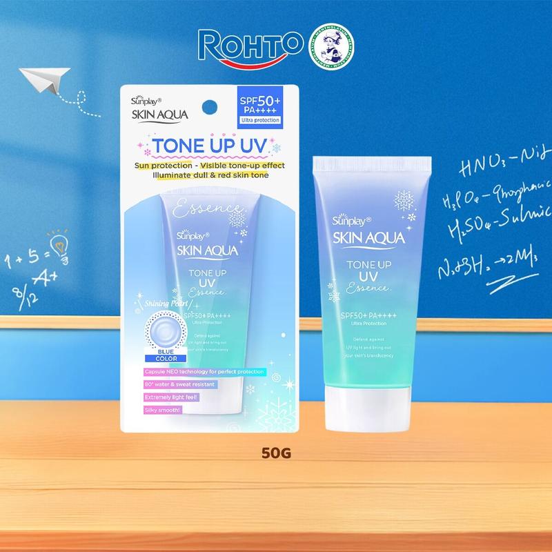 Kem chống nắng nâng tông cho da vàng, khuyết điểm đỏ, dạng tinh chất Sunplay Skin Aqua Tone Up UV Essence Blue SPF 50+ PA++++ 50g