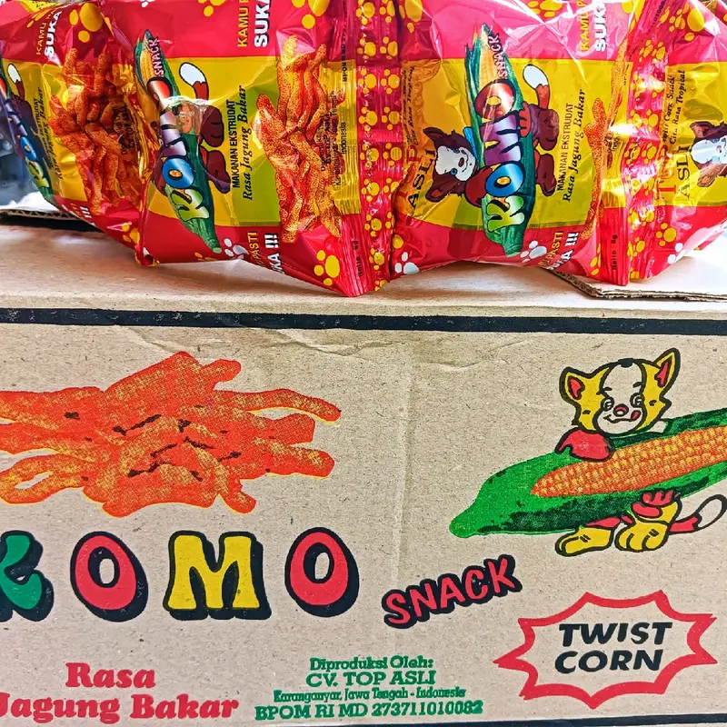 Snack Chiki Komo Berhadiah Uang Jika Beruntung | Jajanan Snack Ciki Jadul | Snack Ciki Rasa jagung Panggang Berhadiah Isi 40 pcs Perkarton 3