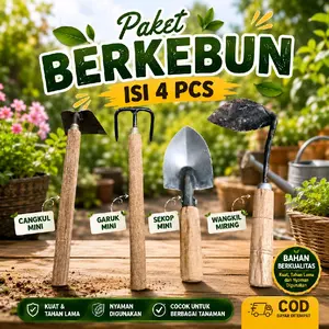 PROMO Paket Berkebun Isi 4 pcs Cangkul Mini Garuk Mini Kored Miring Sekop Mini murah