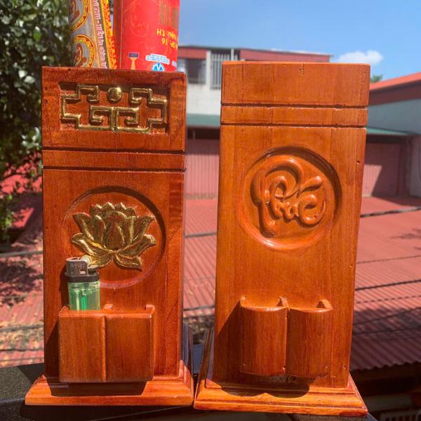 Ống đựng nhang đục 3 măt Phúc- Lộc- Thọ rát vàng cao 26 cm to 11cm