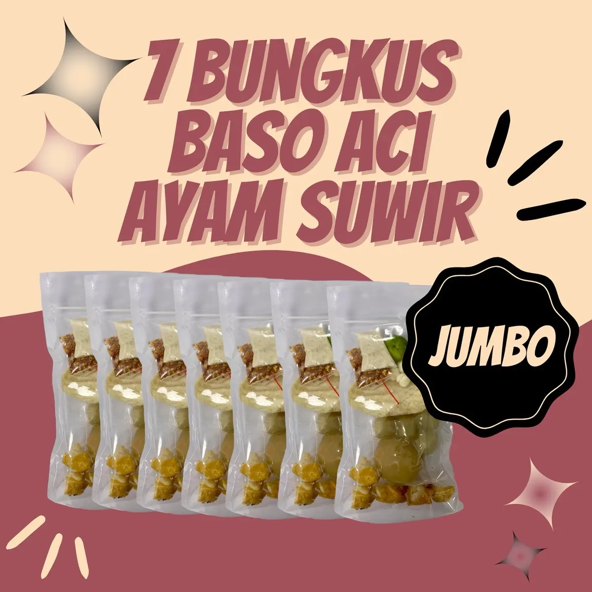 7 BUNGKUS BASO ACI AYAM SUWIR JUMBO PEDAS