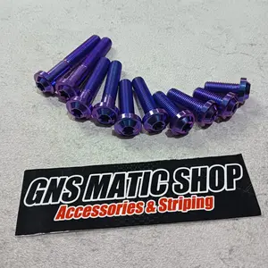 baut probolt titanium (1BIJI) M10x25 drat 14 panjang 2.5 cm payung big head