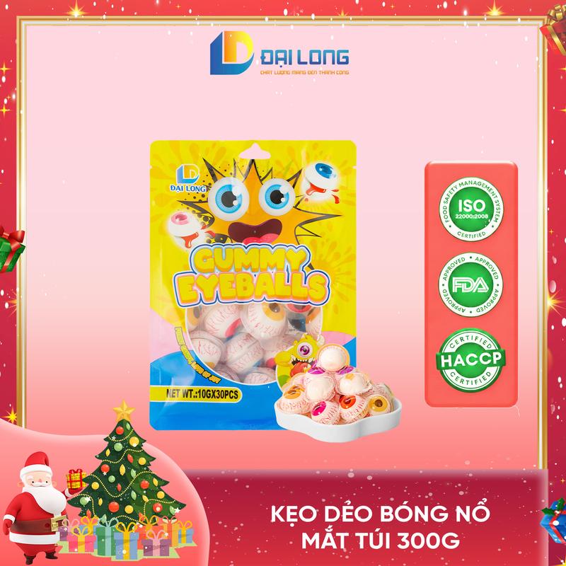Túi 300g Kẹo Dẻo Bóng Nổ Đại Long NOEL hương trái cây hình mắt tròn thơm ngon khó cưỡng dành cho mọi lứa tuổi Candy Ăn Vặt Chua Thức Ăn Food Snack gupperz