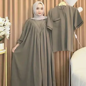 ABAYA NAFiSA - Gamis Tangan Balon Mix Swaroski - Bahan Jetblack Gamis Terbaru 2026