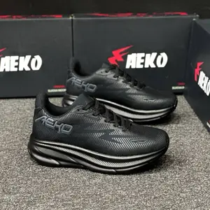 Sepatu Sneaker Kets Aeko Feelout fullblack Pria Wanita