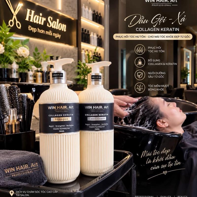 Combo Gội + Xả Hương Nước Hoa WINHAIR. ART - Dầu Gội - Xả Collagen Keratin