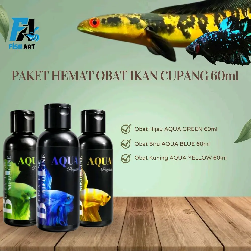 Fish Art • Hemat 3Pcs Obat Ikan Cupang 60ml | Obat Hijau, Obat Kuning, Obat Biru Untuk Pengobatan Ikan Cupang Dan Channa Betta Fish Medicine