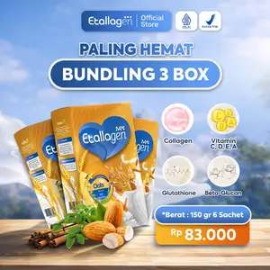 Etallagen 3 BOX Collagen Milk Susu Kambing Etawa Premium 150gr BPOM Mencerahkan & Mengencangkan Kulit Lebih Halus 100% Original