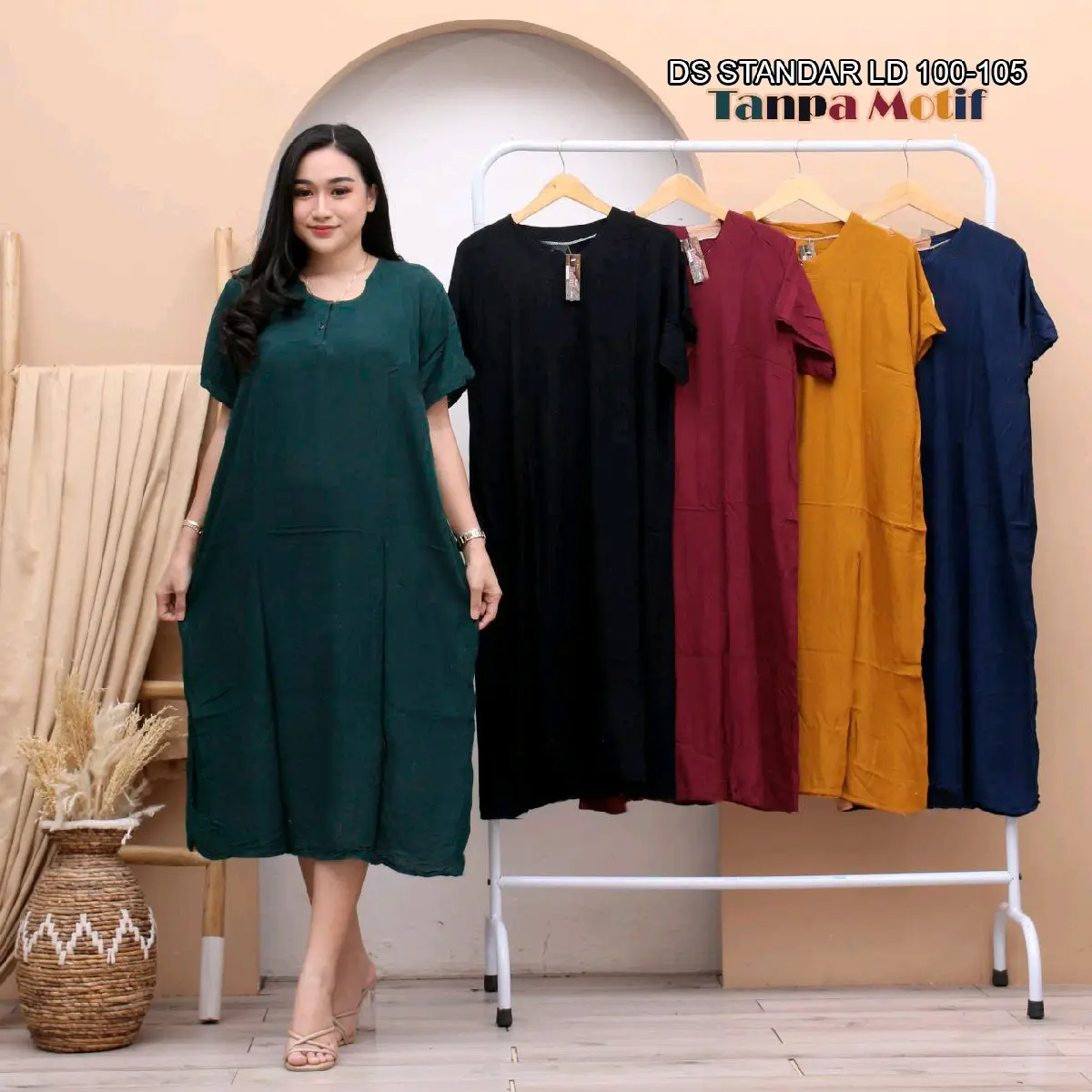 Daster ibu muda 4pcs hanya 100 ribu / daster rayon lengan pendek aneka motif / daster standar kancing depan Polos cantik