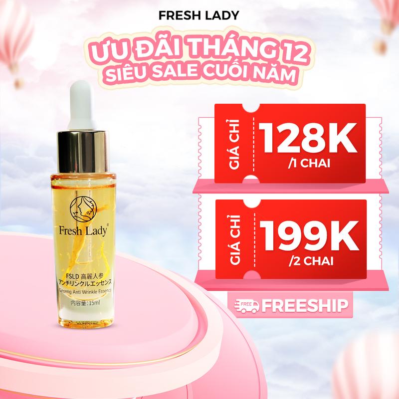 Serum Nhân Sâm Cao Cấp Fresh Lady Giúp Hỗ Trợ Cải Thiện Nếp Nhăn Chống Lão Hóa Giúp Da Săn Chắc Và Đều Màu - 15ml