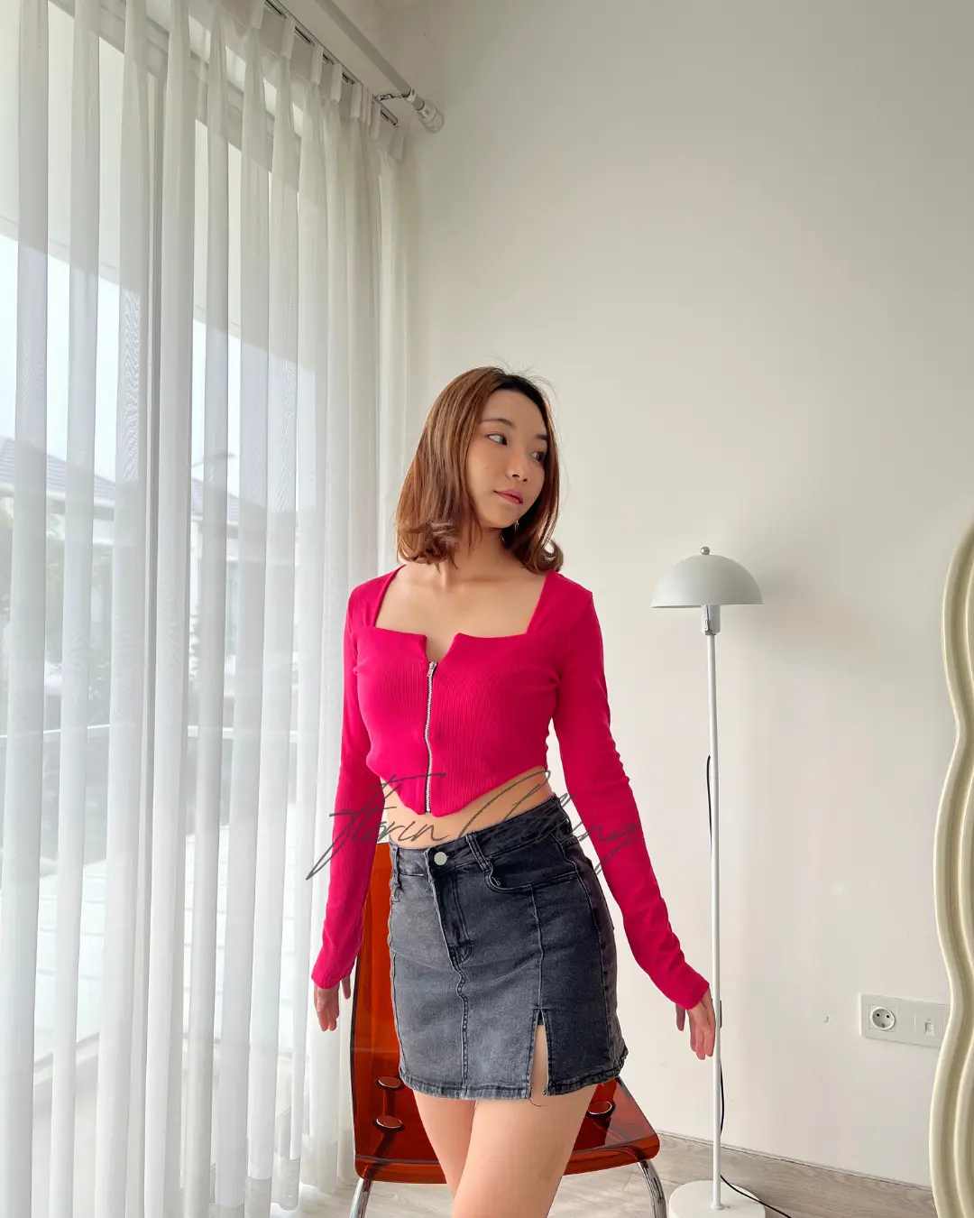 Blouse Korean Knit Premium Atasan Wanita Crop Top Long Sleeve Rib Premium