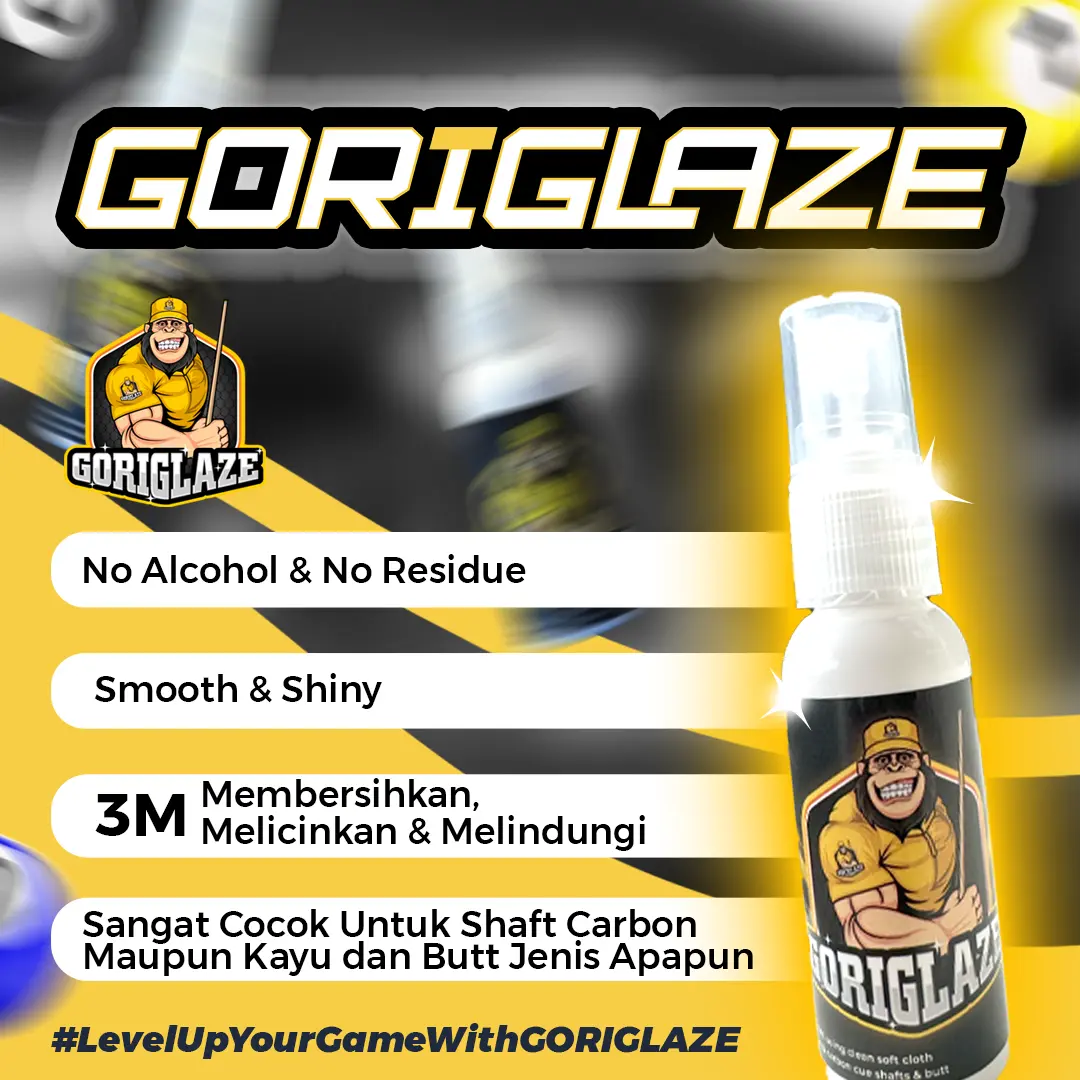 GORIGLAZE Pembersih Cue Tanpa Alkohol Berkualitas Tinggi untuk Semua Jenis Shaft Kayu dan Karbon