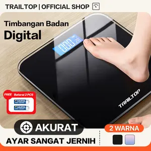 [READY] TrailTop Timbangan Badan Digital 180kg Layar LED LCD Elegan Material ABS Kokoh dengan Display Akurat & Platform Tempered Glass 4mm Original Impor